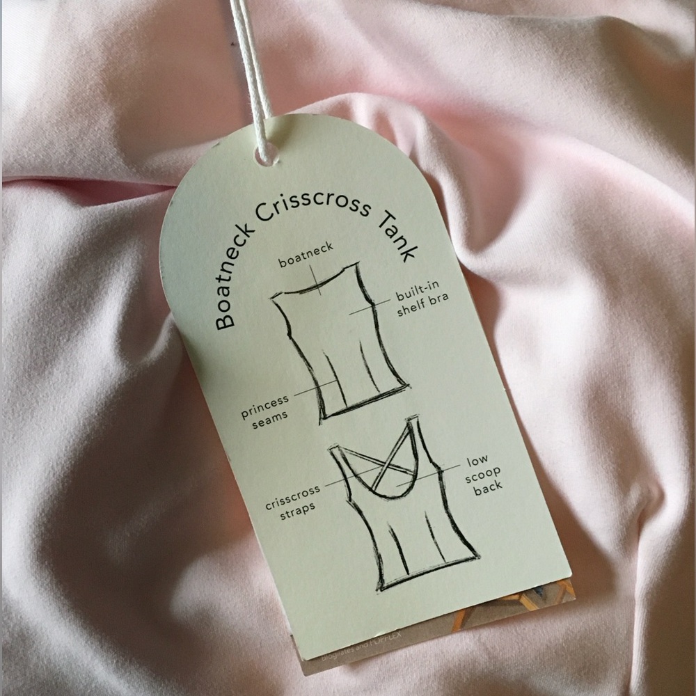 Blogilates Women's Boatneck Crisscross Tank Top Light Pink NWT - Picture 5 of 5